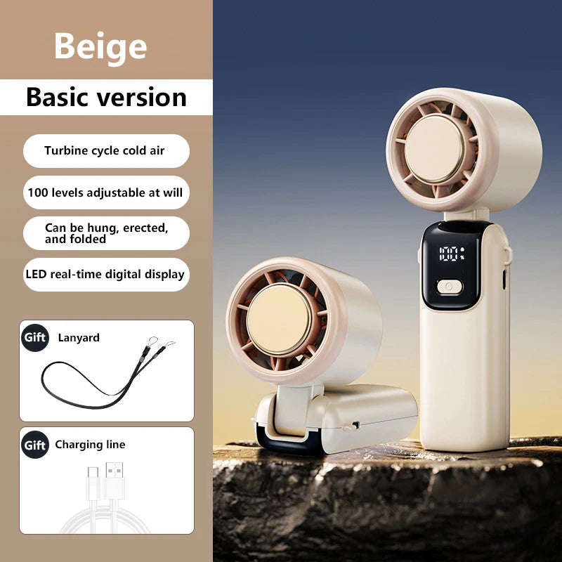 Xiaomi Refrigeration Handheld Electric Fan High-Speed Violent Turbo Fan Folding Neck Hanging Ice Pack Small Fan Office Outdoor