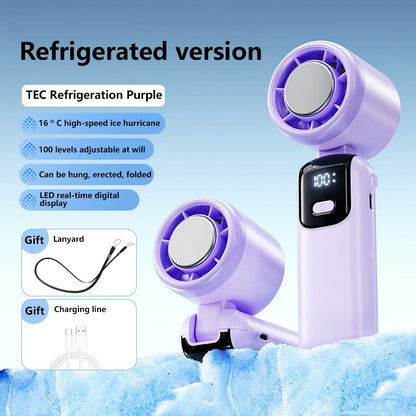 Xiaomi Refrigeration Handheld Electric Fan High-Speed Violent Turbo Fan Folding Neck Hanging Ice Pack Small Fan Office Outdoor