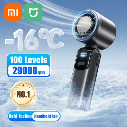 Xiaomi Refrigeration Handheld Electric Fan High-Speed Violent Turbo Fan Folding Neck Hanging Ice Pack Small Fan Office Outdoor
